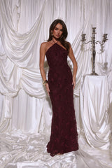 The Fashion Muse Halter Maxi Dress Plum